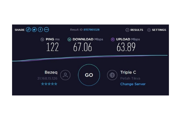 Speed with VPN set to a server in Germany (in Frankfurt):